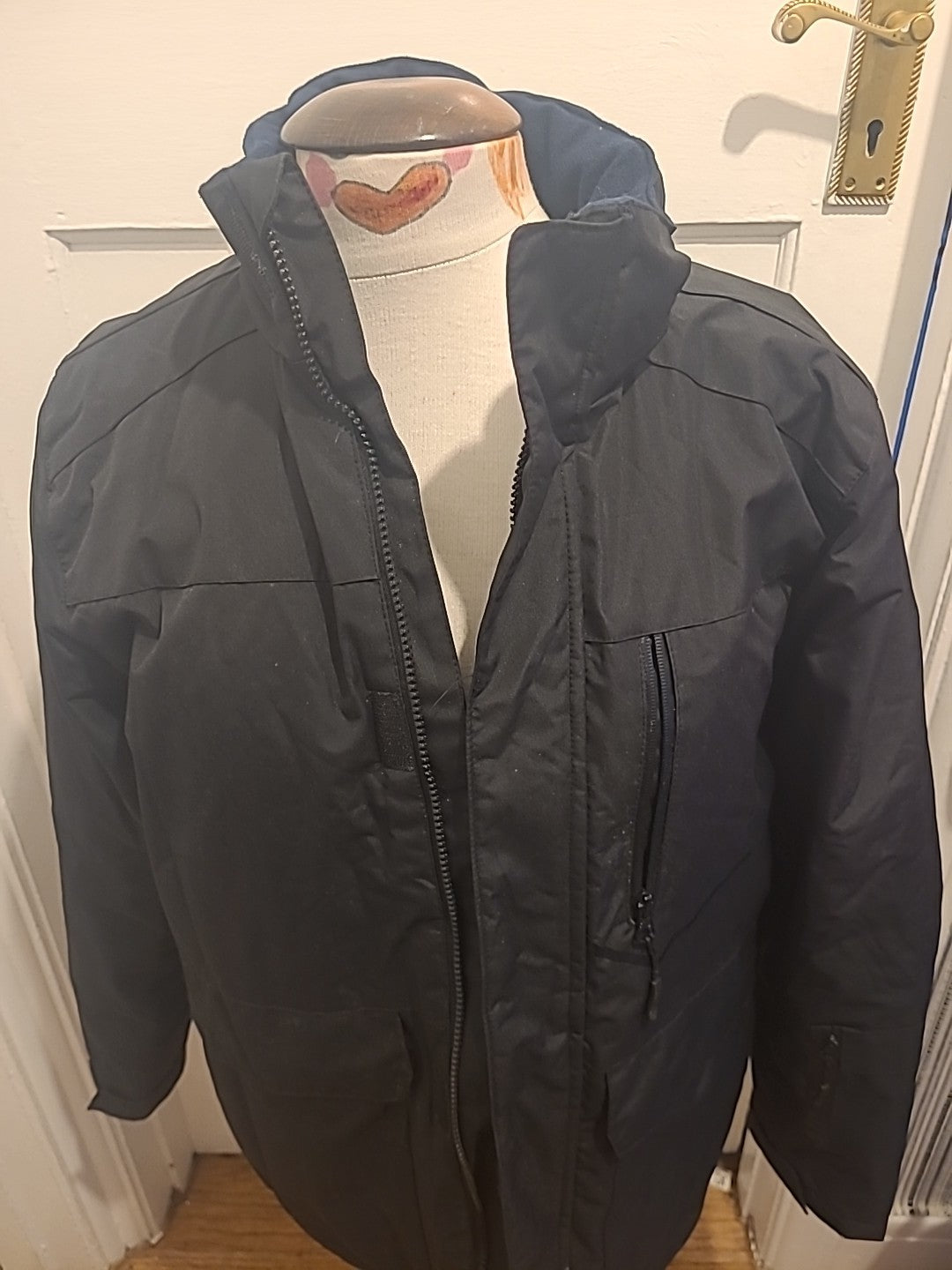 Mens Primark Size Small Black Long Sleeved Lined Coat