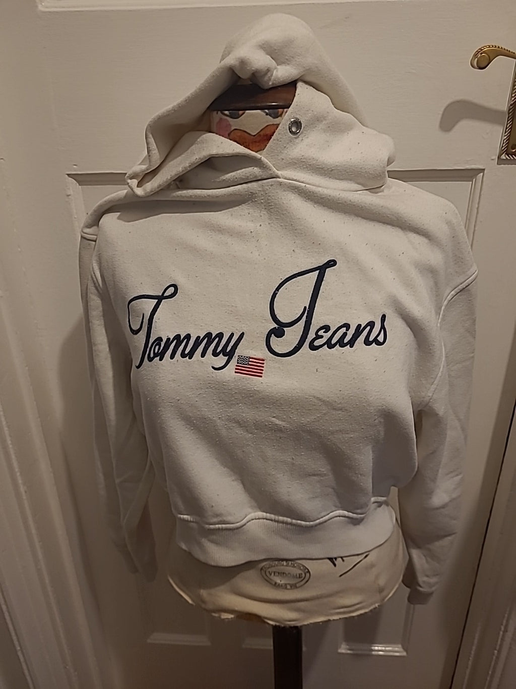 Mens Tommy Jeans Size XS White Pullover Hoodie(Bobbling)