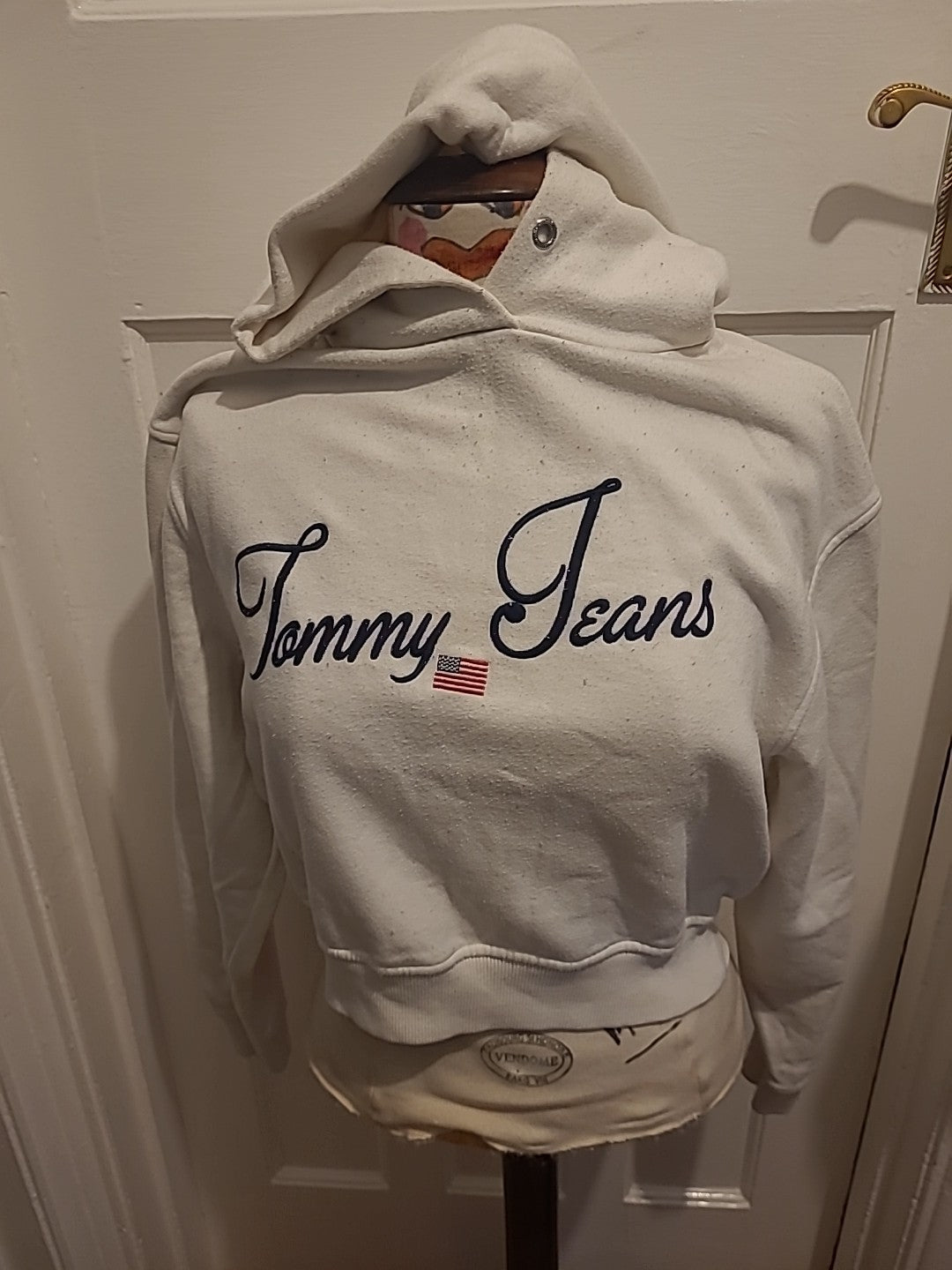 Mens Tommy Jeans Size XS White Pullover Hoodie(Bobbling)