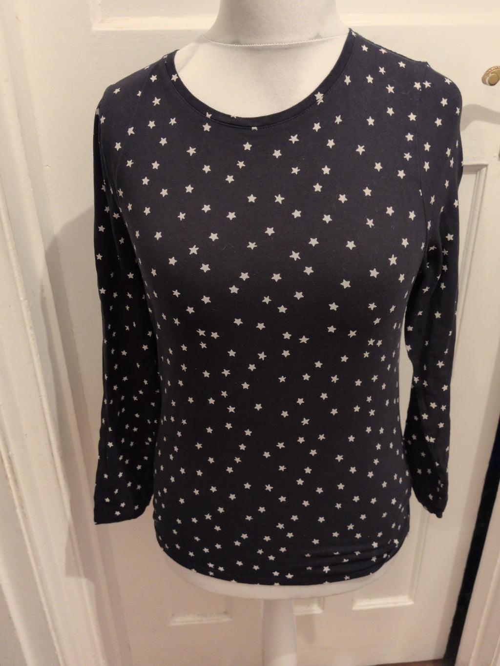 M&S Collection 12 Black And White Star Long Sleeve Pyjama Top