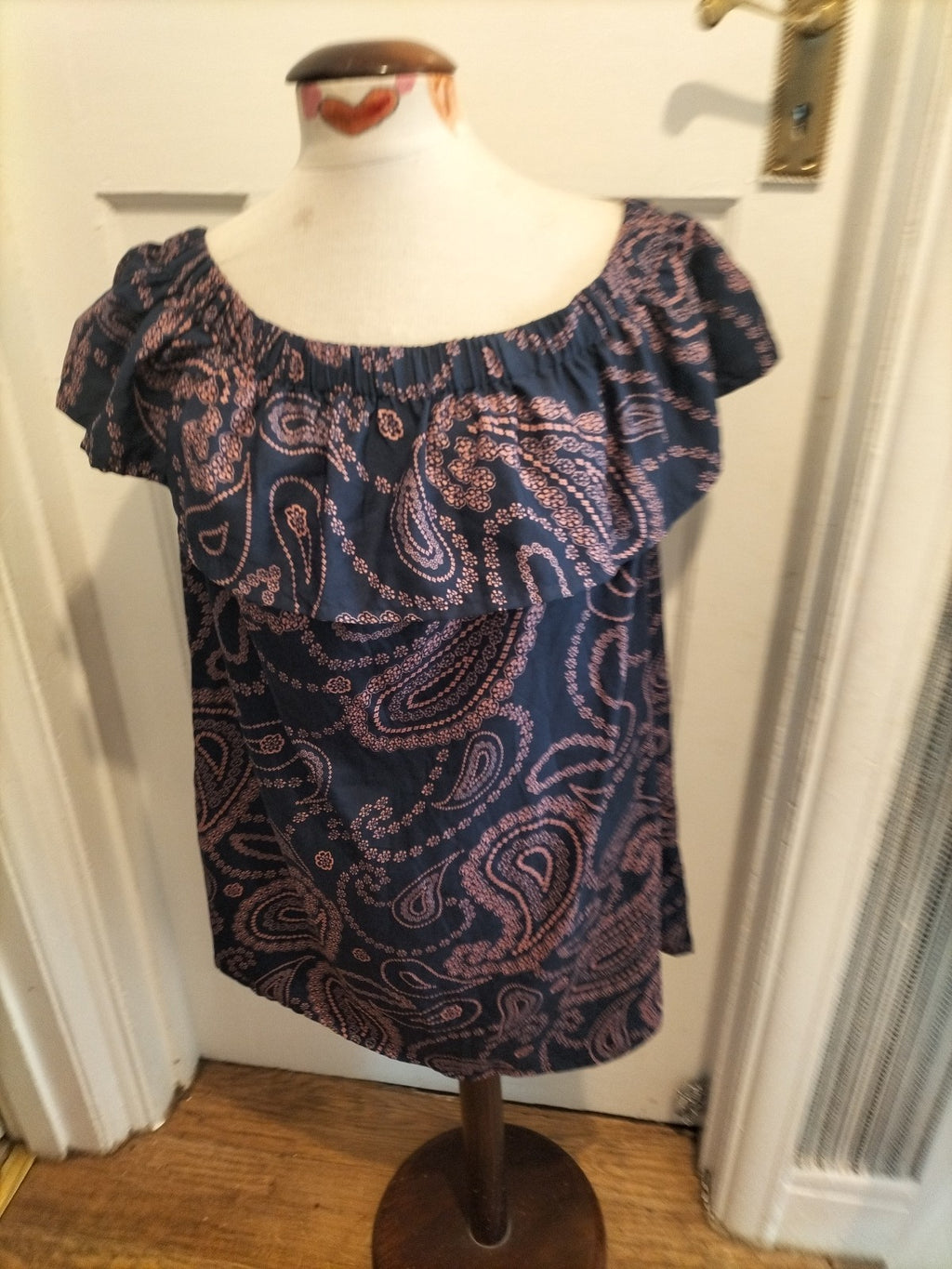Ladies Primark Size 10 Navy/Pink Floral Pattern Sleeveless Dress