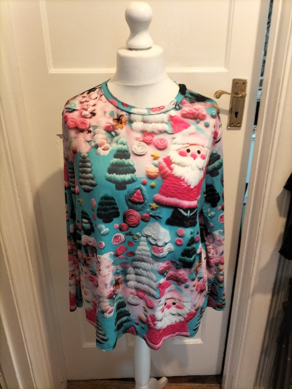 Ladies Size 2XL Multicoloured Long Sleeved Christmas Tshirt