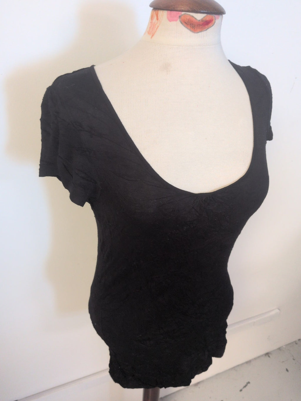 Ladies Primark Size 8-10 Black Short Sleeve Pyjama Top