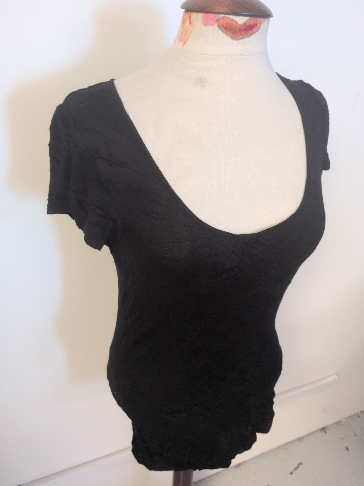Ladies Primark Size 8-10 Black Short Sleeve Pyjama Top