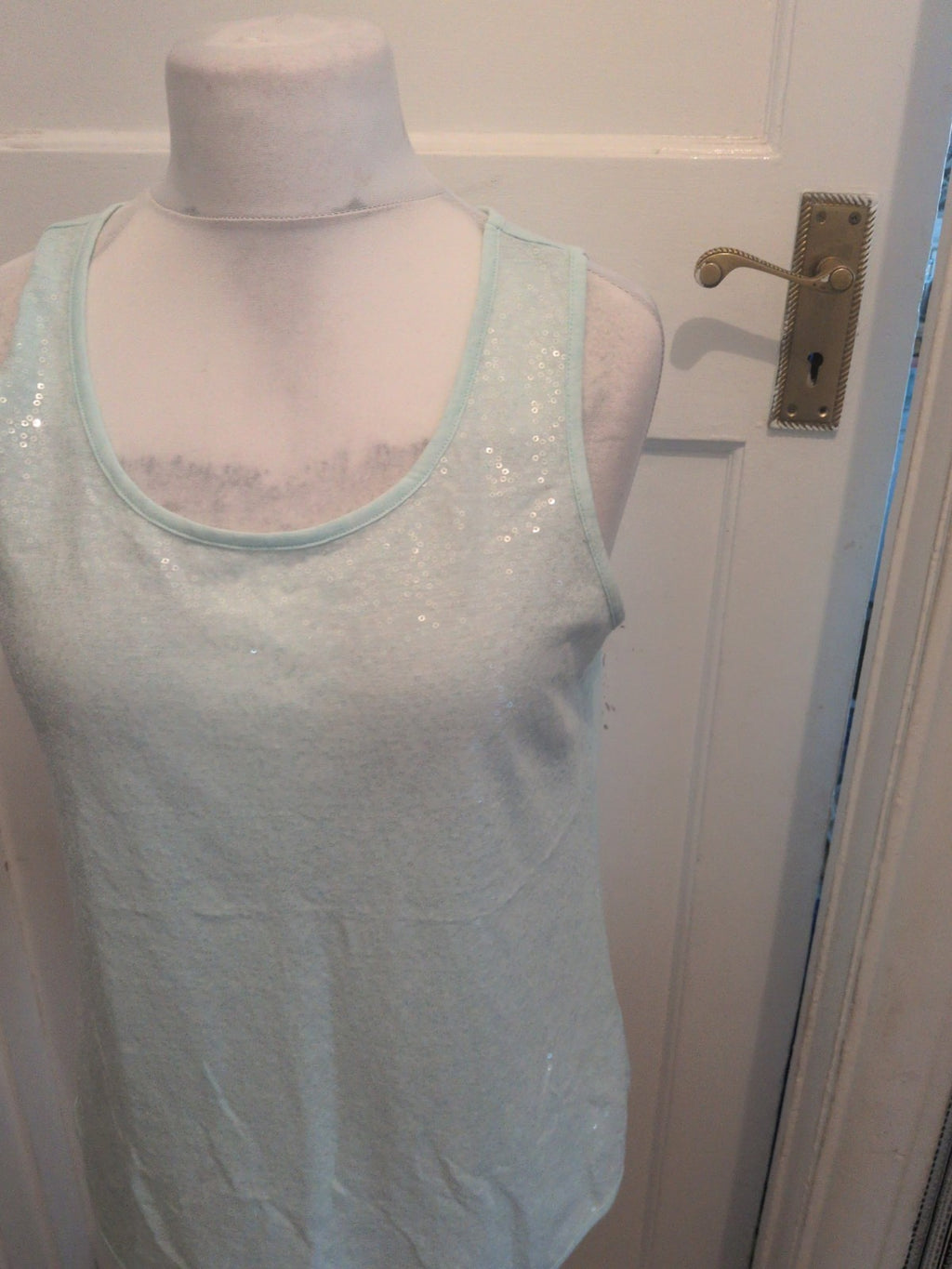 Ladies NEXT Mint Green Sparkly Sleeveless Top  Size 16 Free Delivery