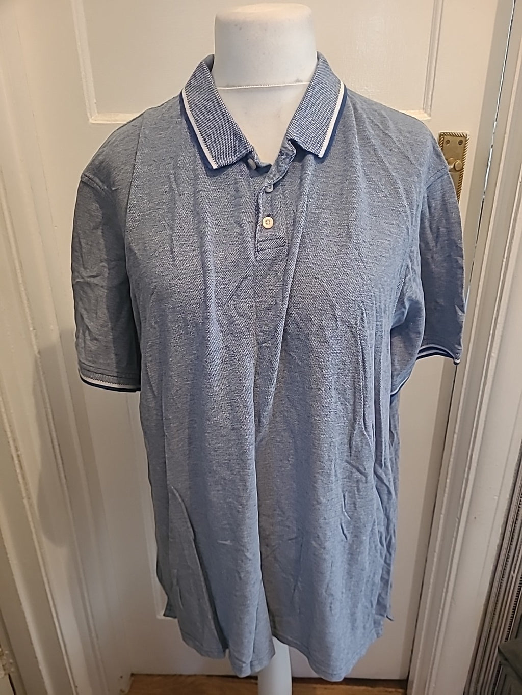 Mens Maine New England Classics Size XL Navy Blue Fleck Short Sleeved Polo