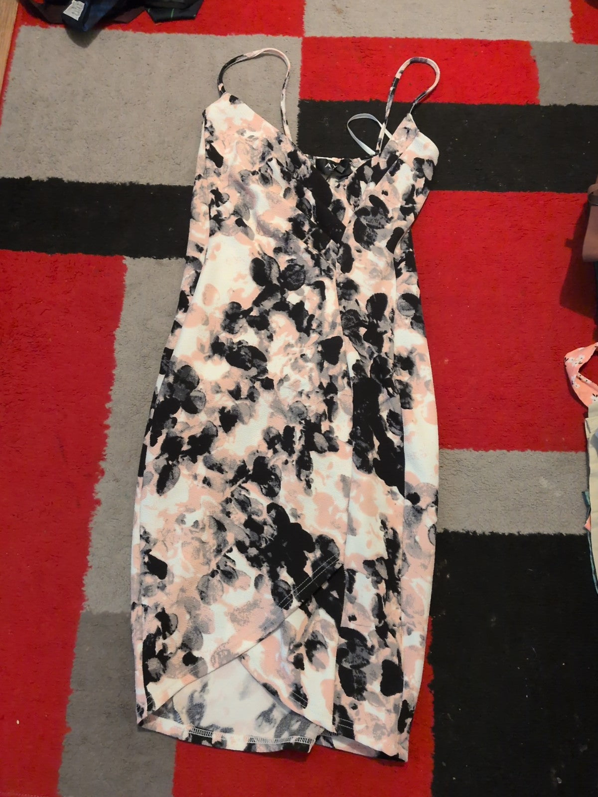Ladies Ax Paris Size 8 Pink Black Sleeveless Dress Brand New RRP £32