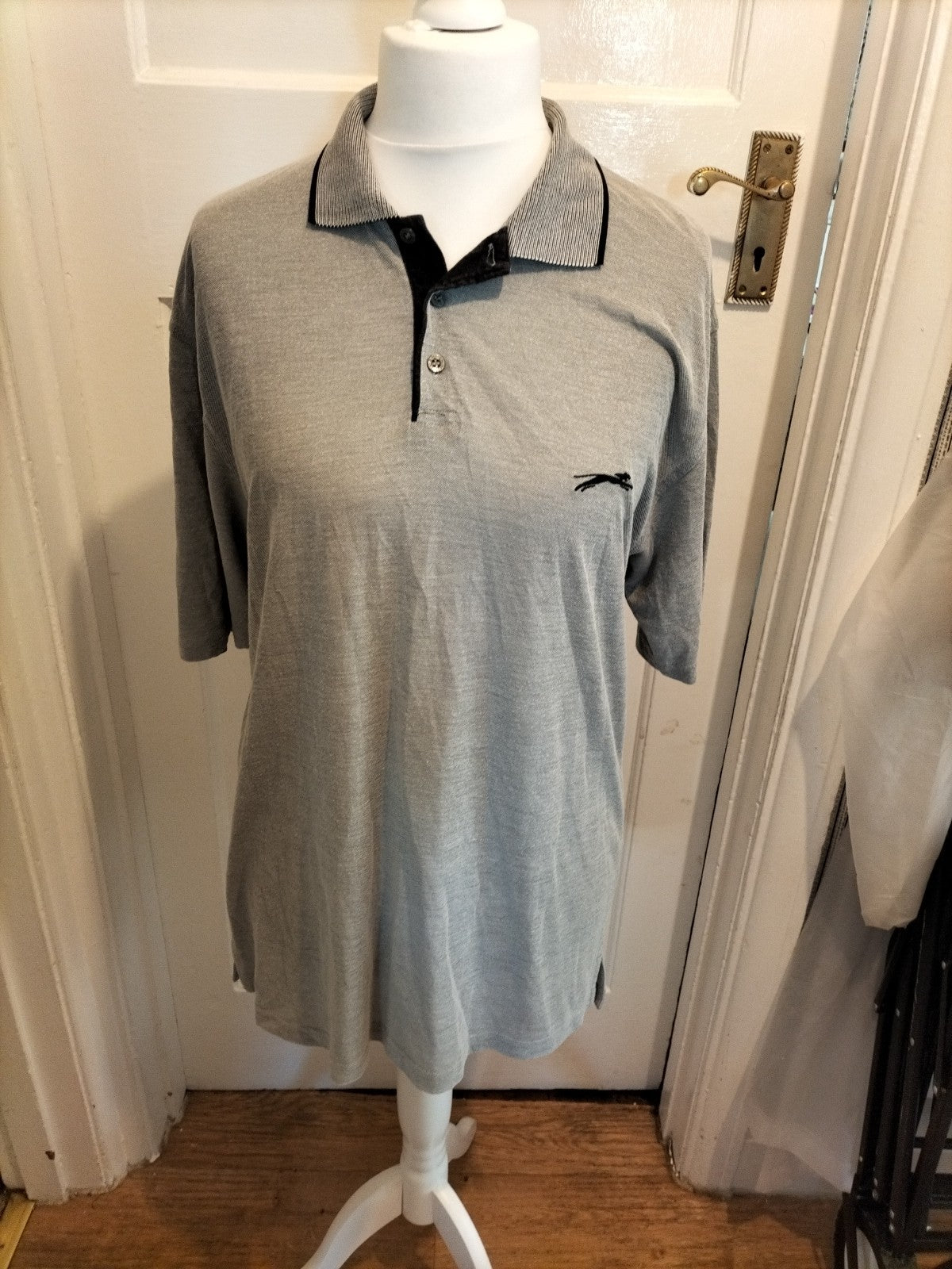 Mens Slazenger Golf Size Large Grey Short Sleeved Polo