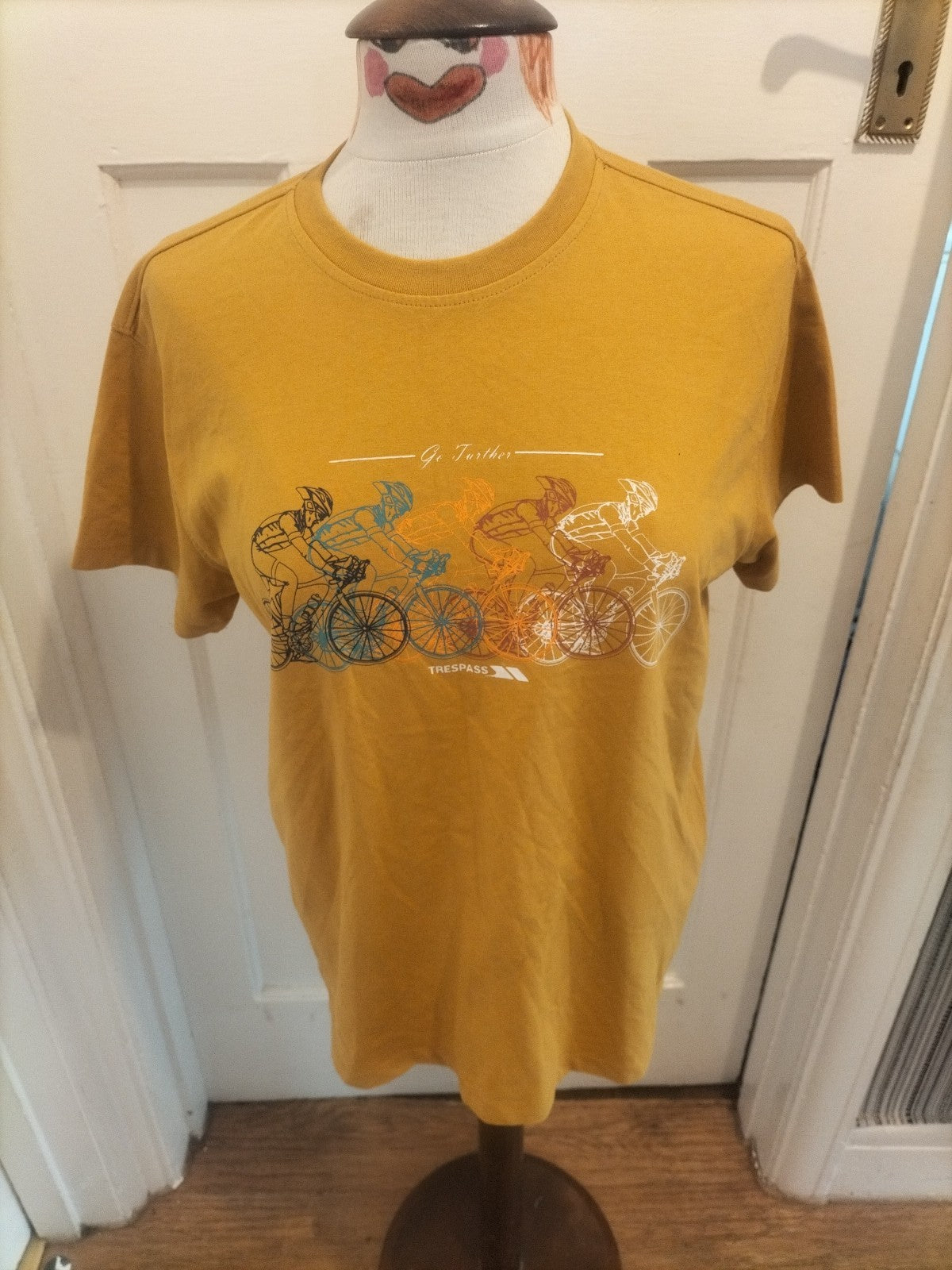 Mwns Trespass Size XS Mustard Cycling Design Short Sleeved Tshirt