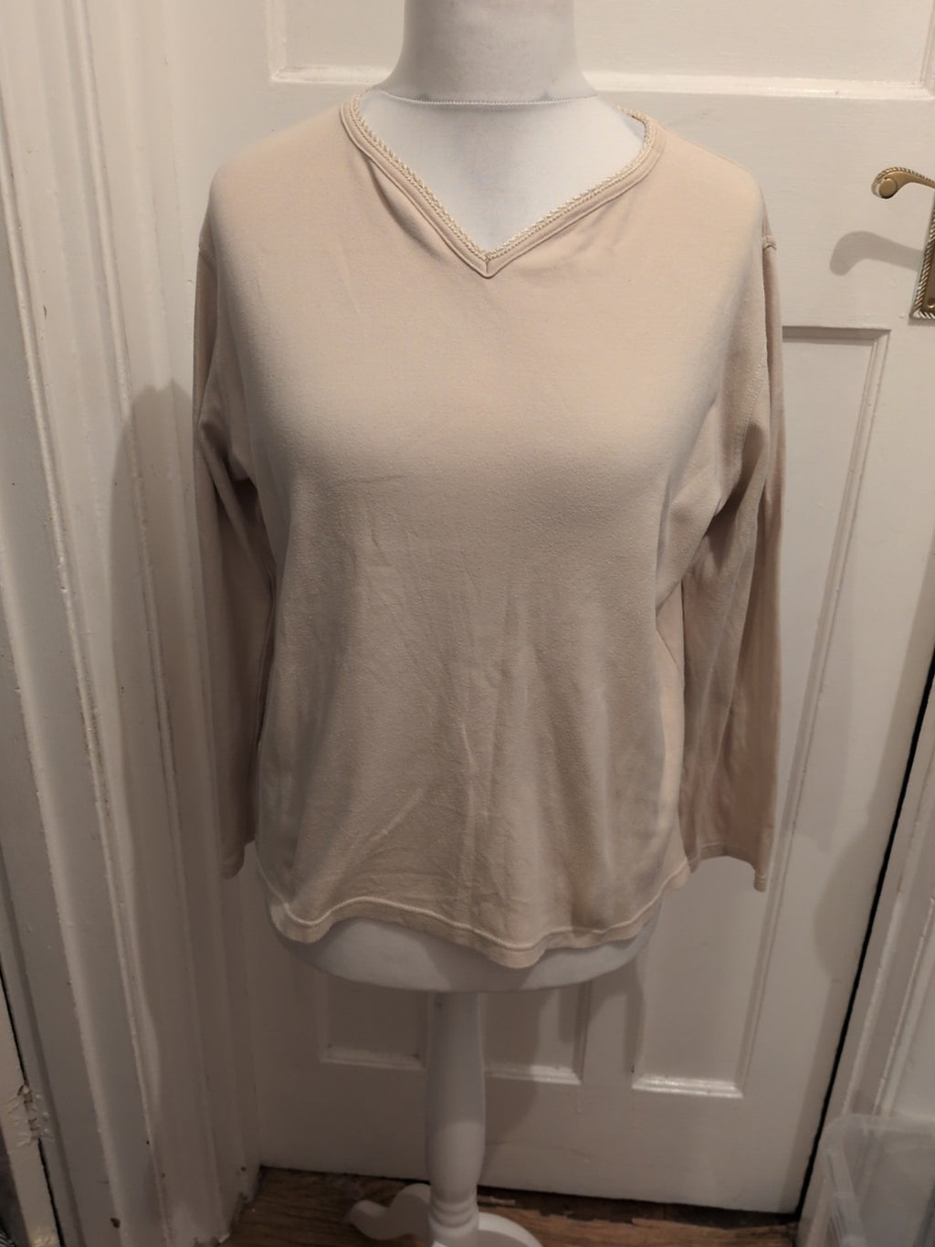 100% Cotton Pale Beige Long Sleeve T-shirt
