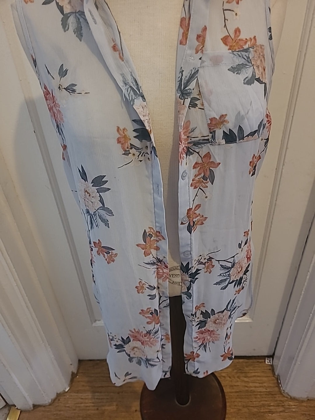 Ladies George Size 8 Blue Floral Lightweight Sheer Cardigan