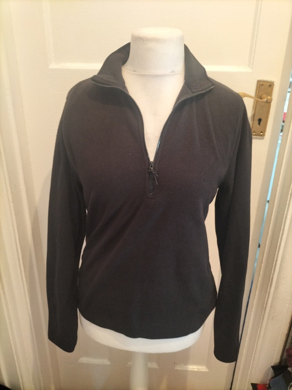 Ladies Primark Size Medium Black Collared Semi Zip Pullover Jumper