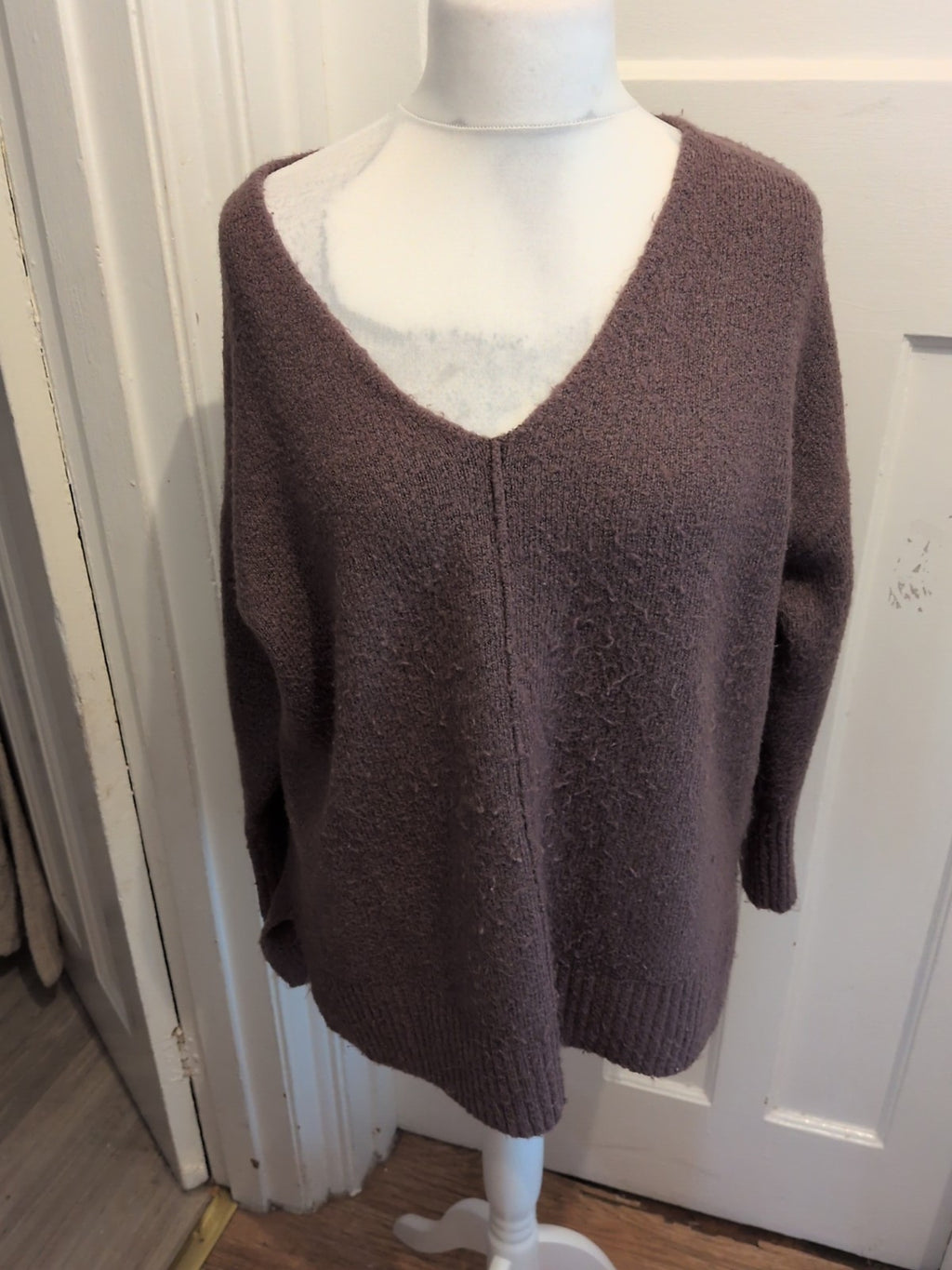 George 12-14 Dark Purple V Neck Jumper
