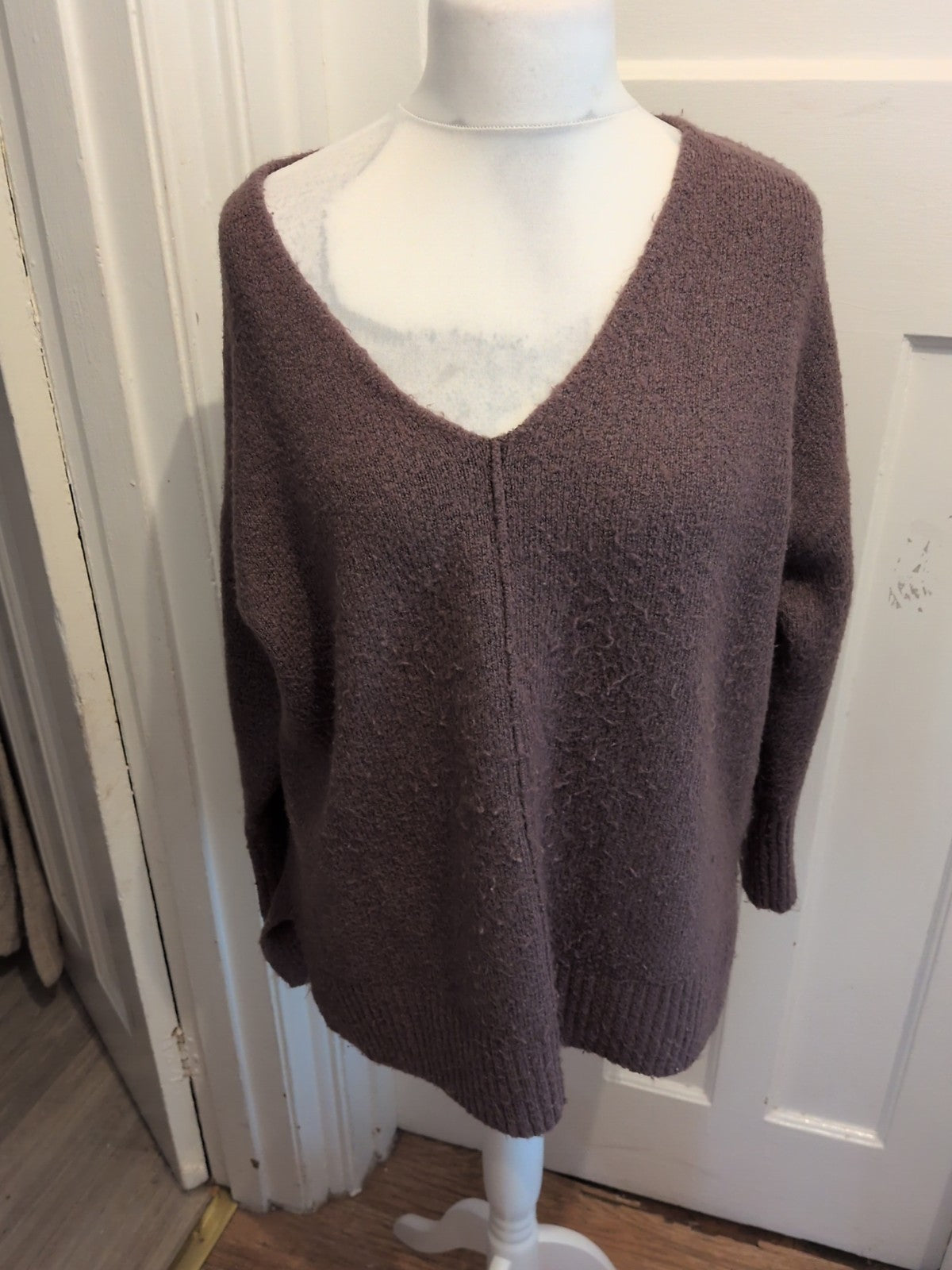 George 12-14 Dark Purple V Neck Jumper