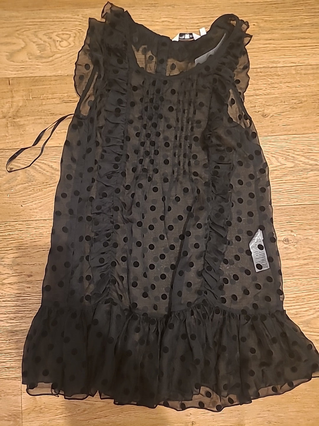 Brand New Ladies New Look Size 8 Black Spotty See Through Sleeveless Blouse