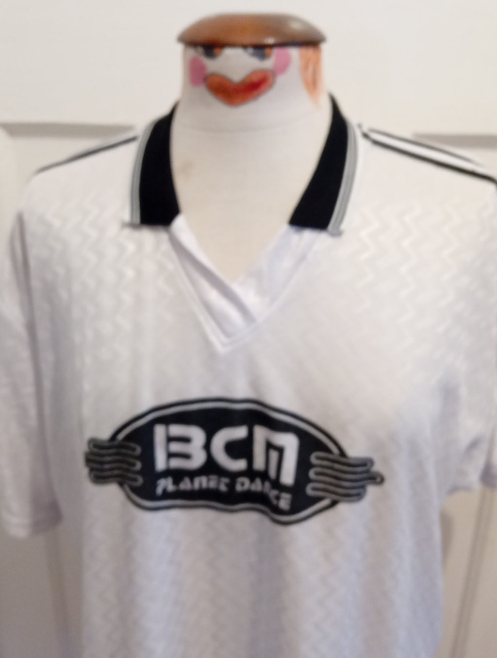Mens BCM Size XL White Patterned Polo Shirt