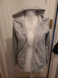 Ladies Crivit Size Medium Grey With White Fleece Lined Full Zip Hoodie