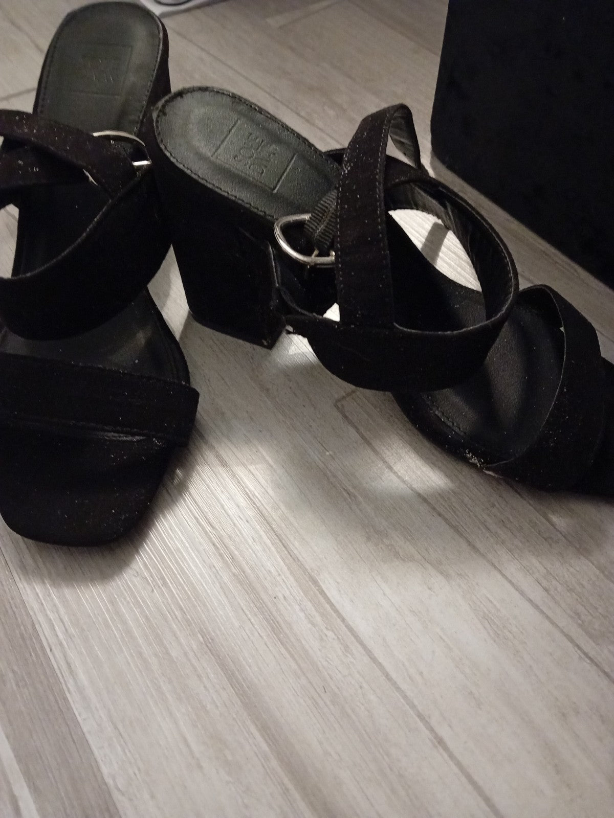 Ladies Sole Diva Black Strappy Heels Size 5 Free Delivery