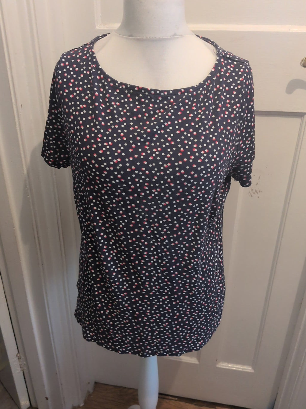 Bonmarche 20 Navy Red And White Short Sleeve T-shirt