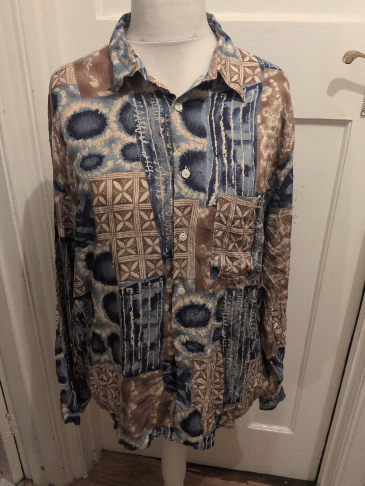 Mens Allan&Jolly Size Large Multi Long Sleeve Buttoned Shirt