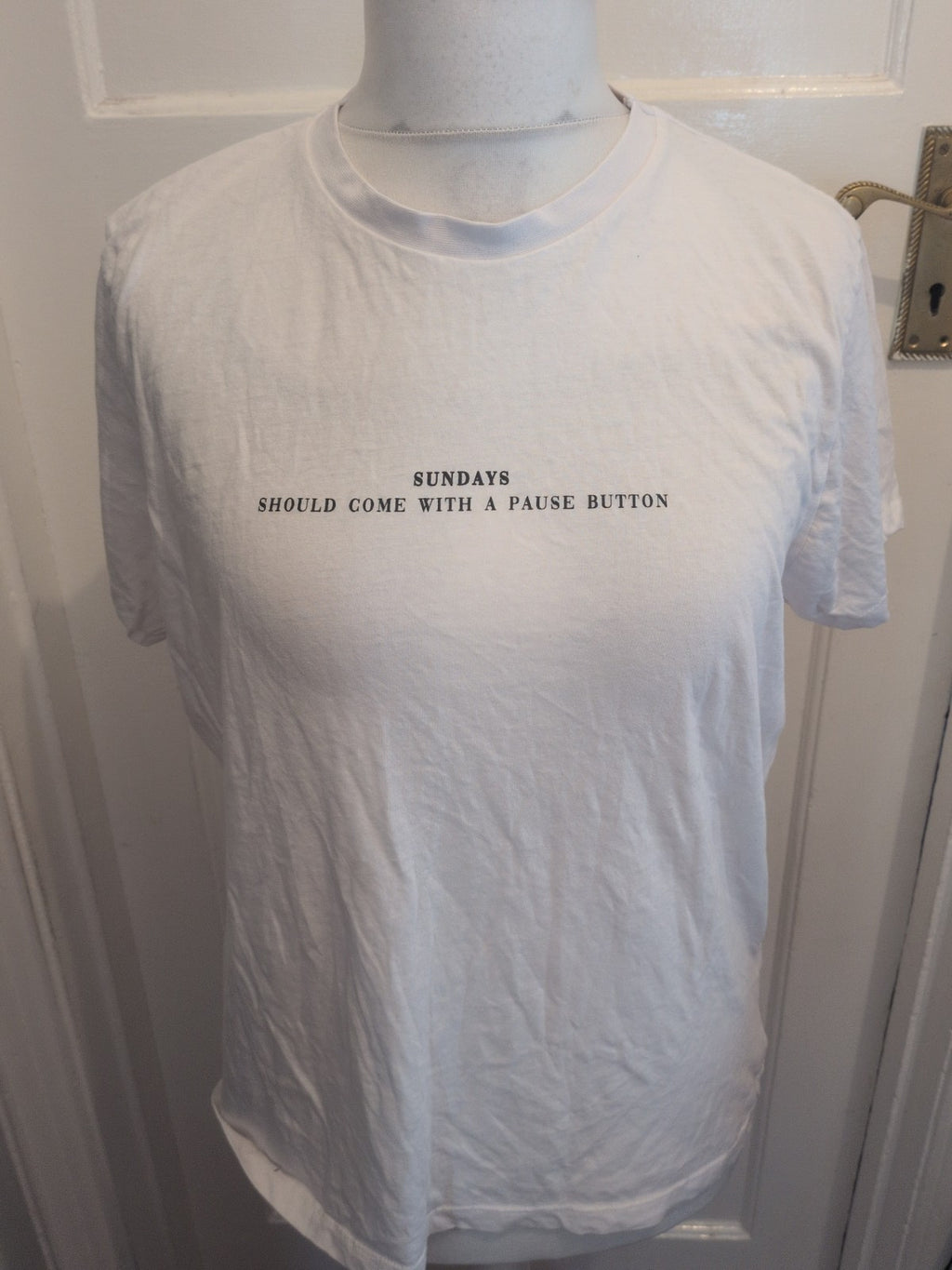 Primark 14-16 White Sunday Should Have A Pause Button T-shirt