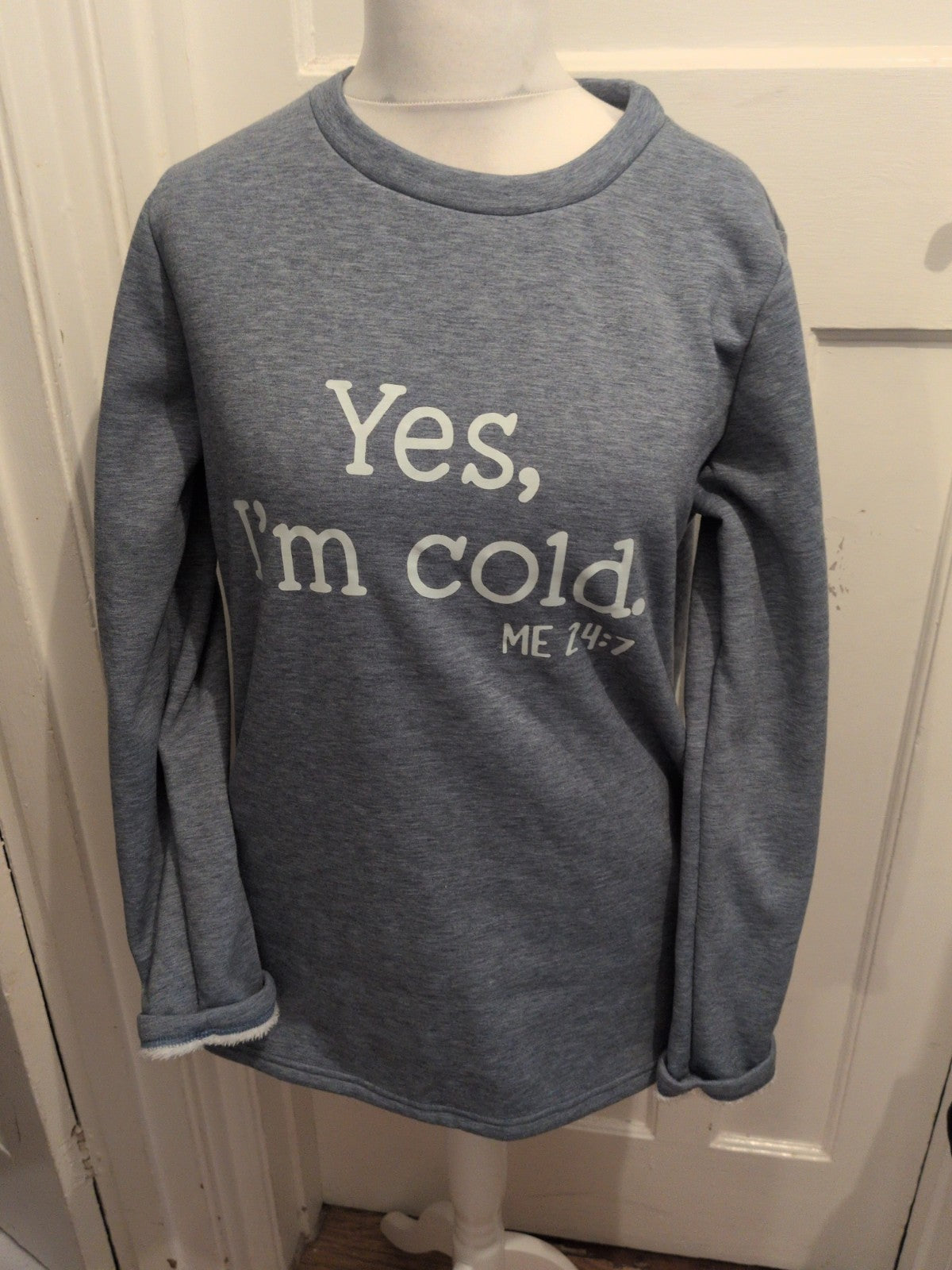 Large Grey "I'm Cold" Fleece Lined Jumper