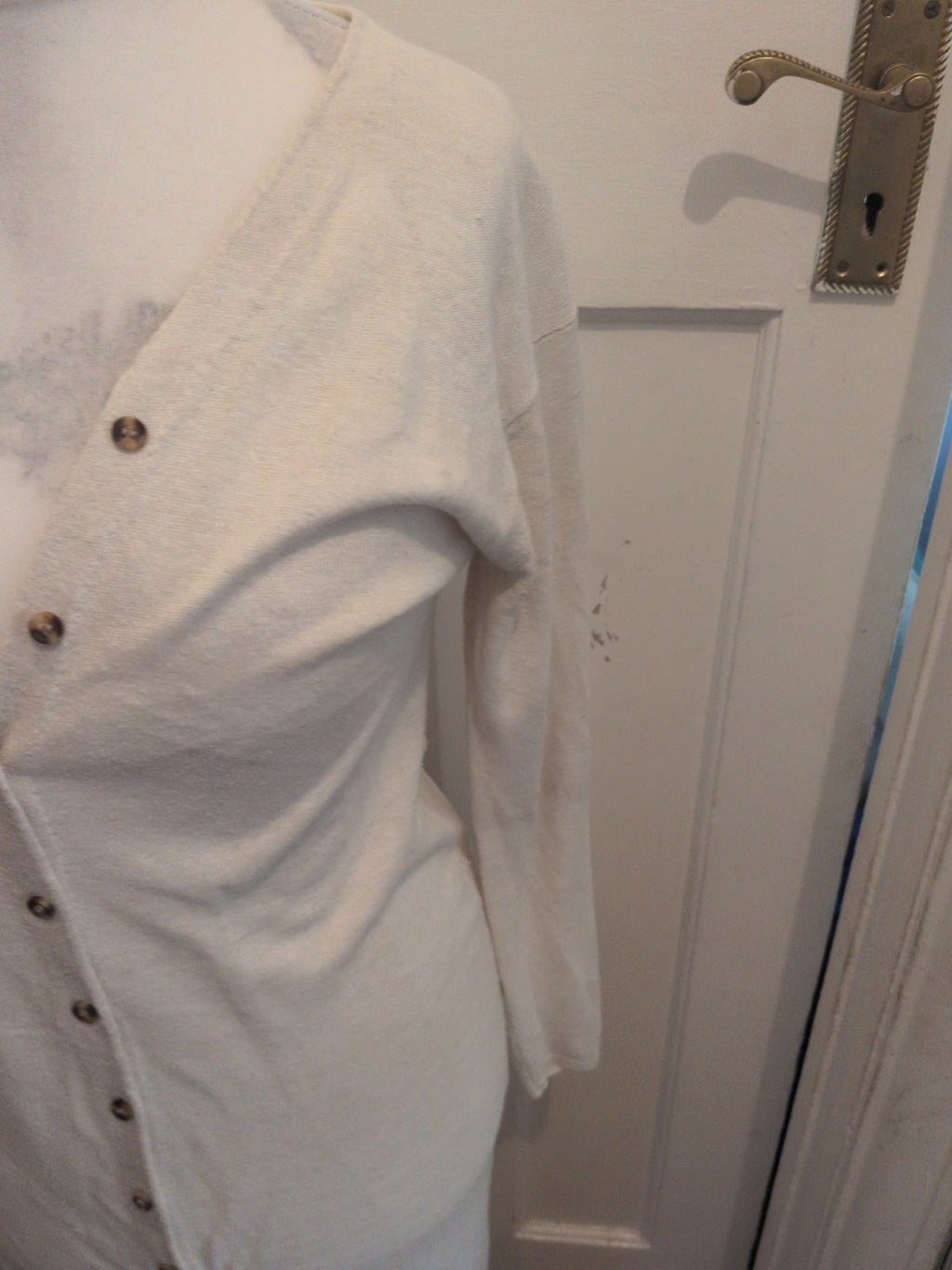 Topshop 12 Cream Buttoned Long Length Long Sleeve Dress