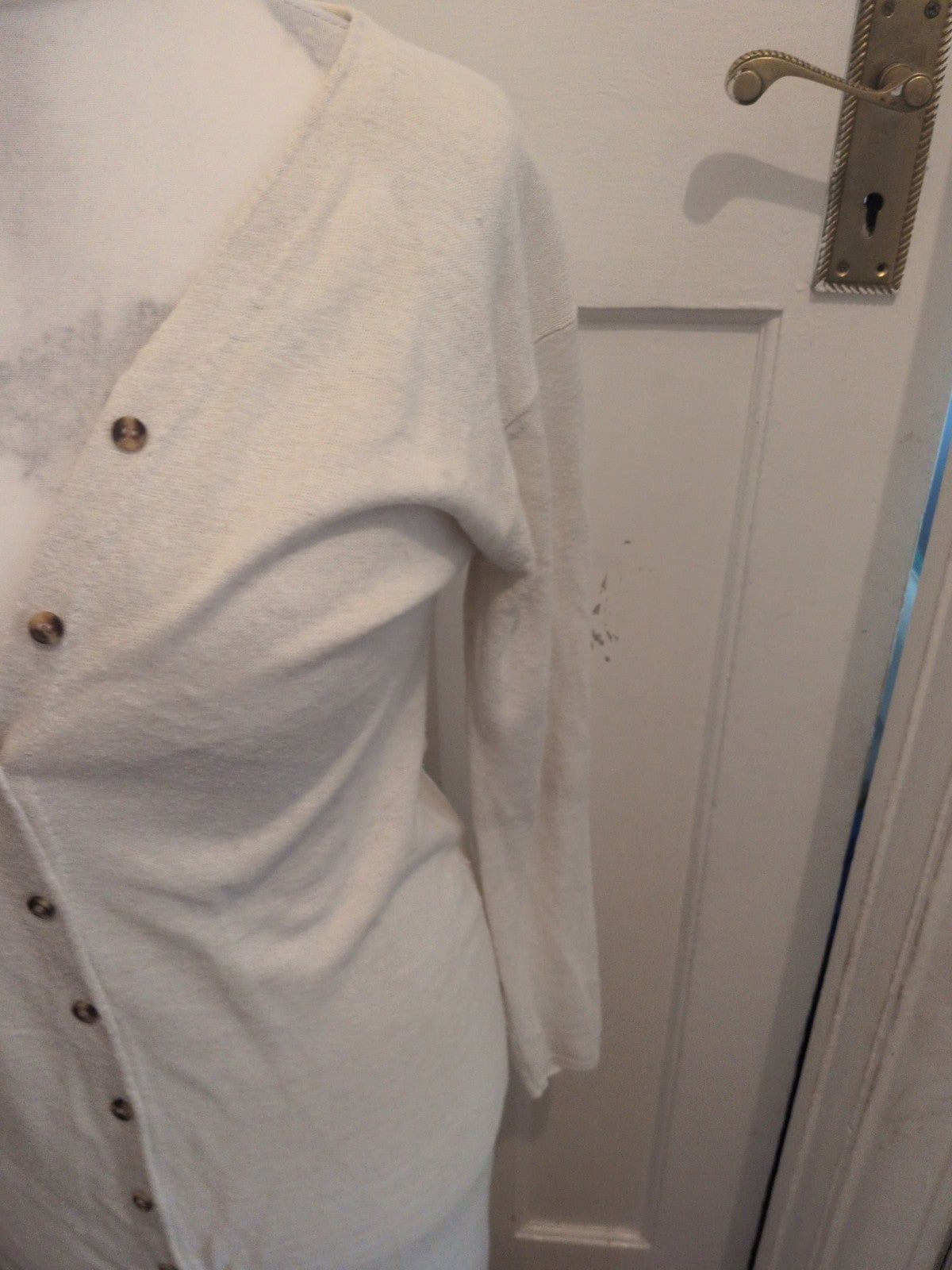 Topshop 12 Cream Buttoned Long Length Long Sleeve Dress