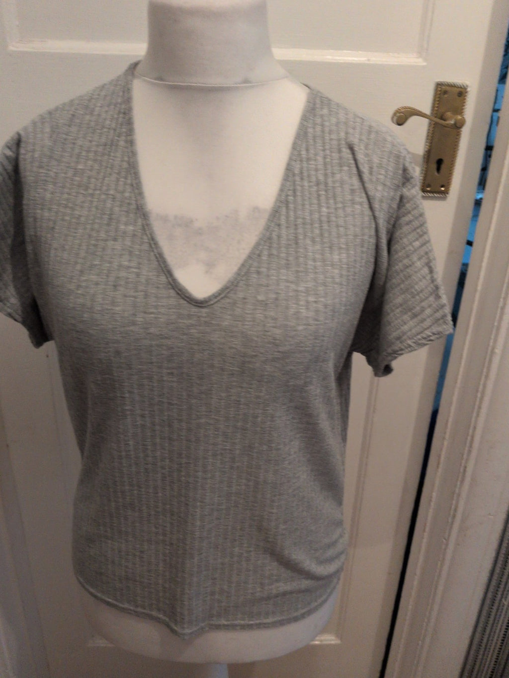 Misguided 10 Grey Short Sleeve Brush Rib T-shirt