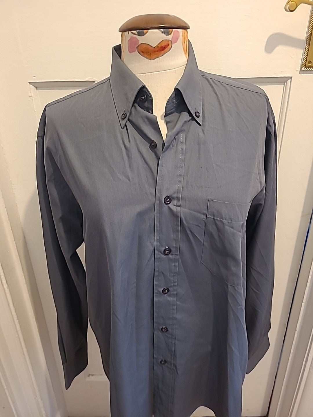 Mens Zantos Size 16" Easy Care Grey Long Sleeved Shirt