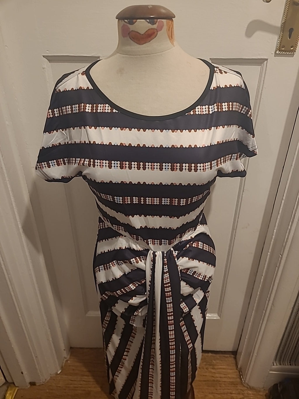 Ladies Shein Size Large Brown And White Sleeveless Long Summer Dress