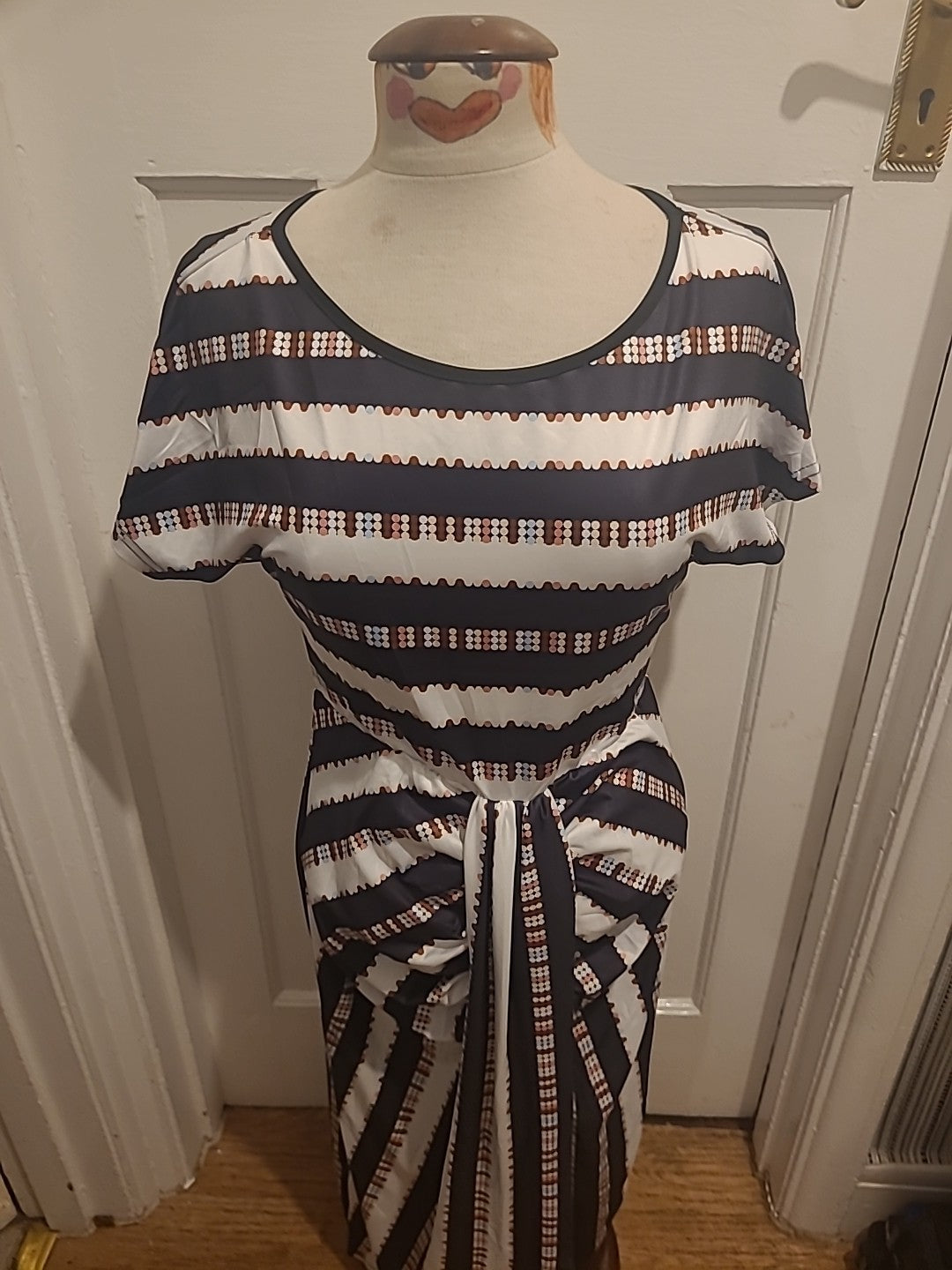 Ladies Shein Size Large Brown And White Sleeveless Long Summer Dress