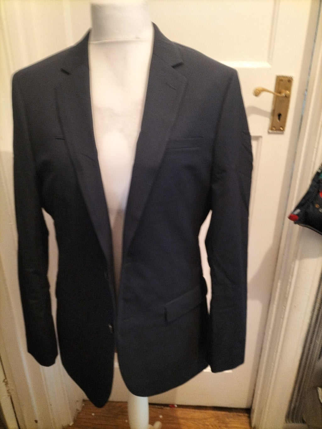 Mens Size 40R Navy Lined Padded Suit Jacket
