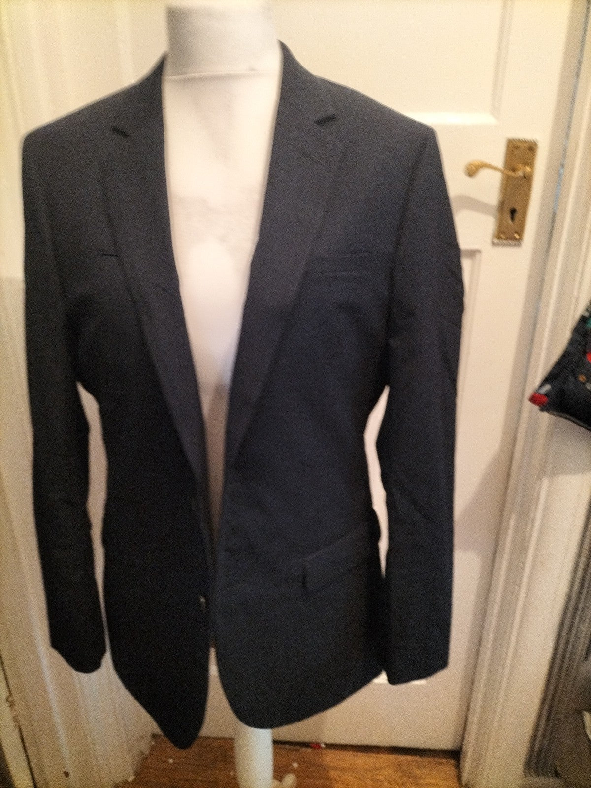 Mens Size 40R Navy Lined Padded Suit Jacket