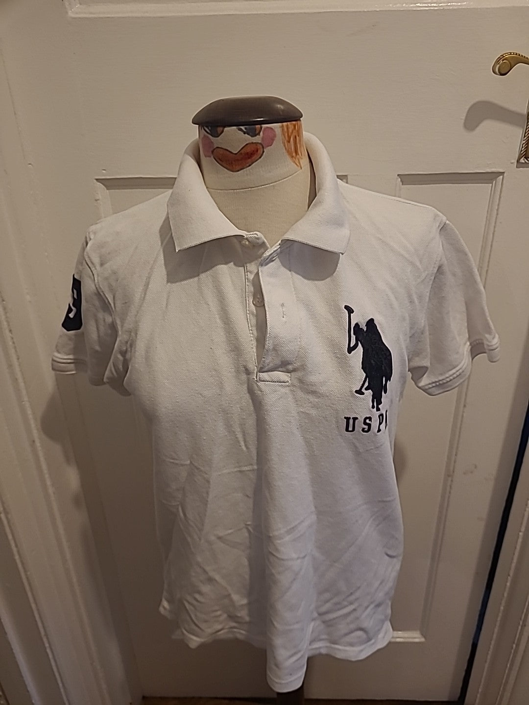 Mens U.S Polo Assn Size Medium White Shirt Sleeve Polo Shirt