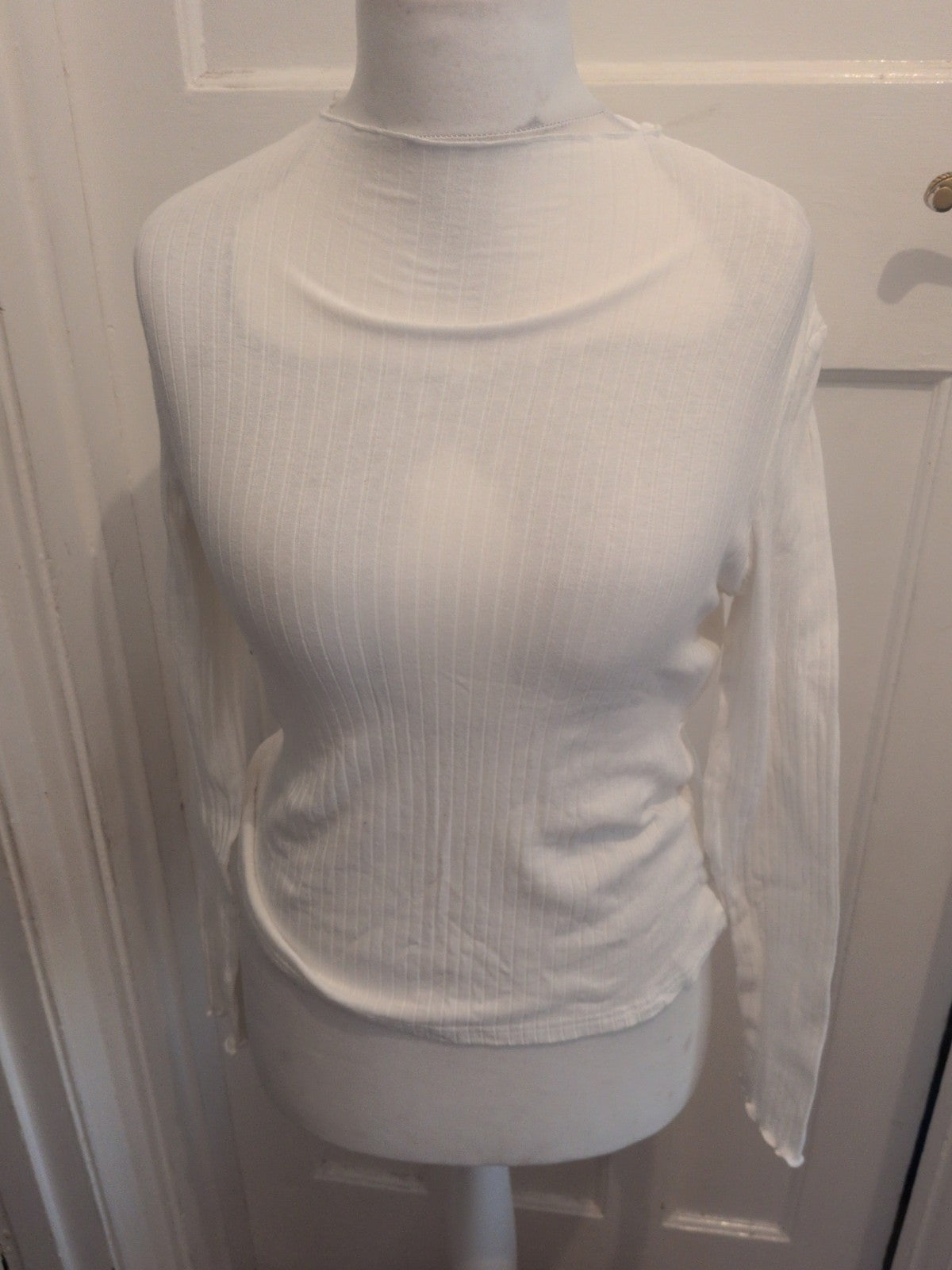 Shein Large White Scollopped Hems Long Sleeve Blouse