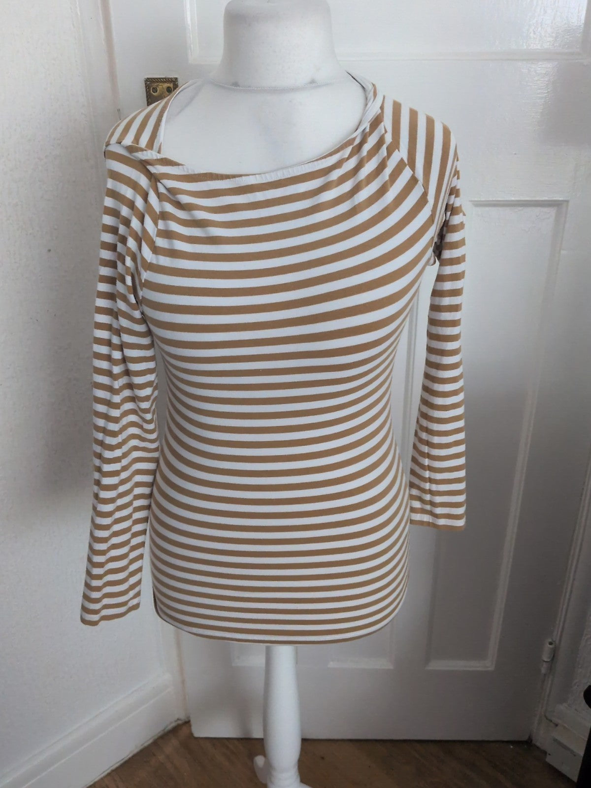H&M Small Brown And White Stripe Long Sleeve T-shirt