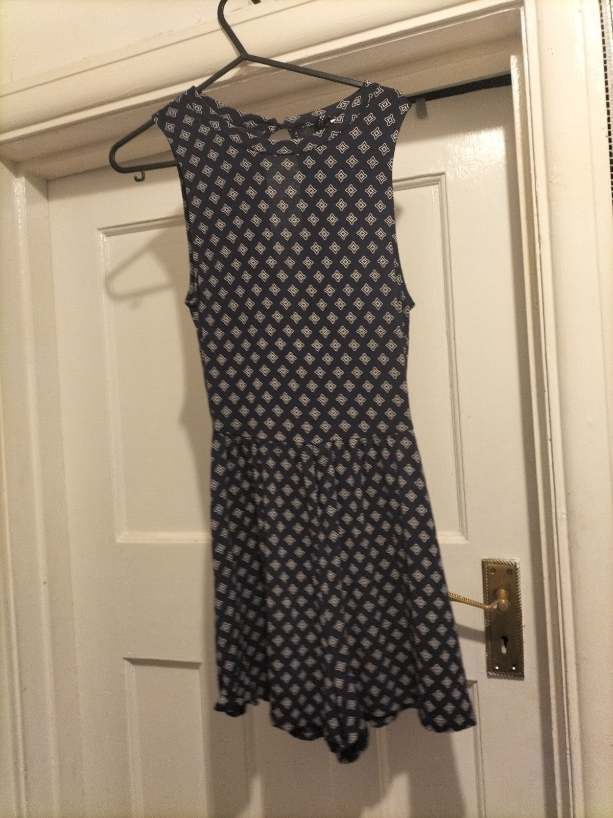 Ladies H+M Size 8 Navy White Sleeveless Playsuit