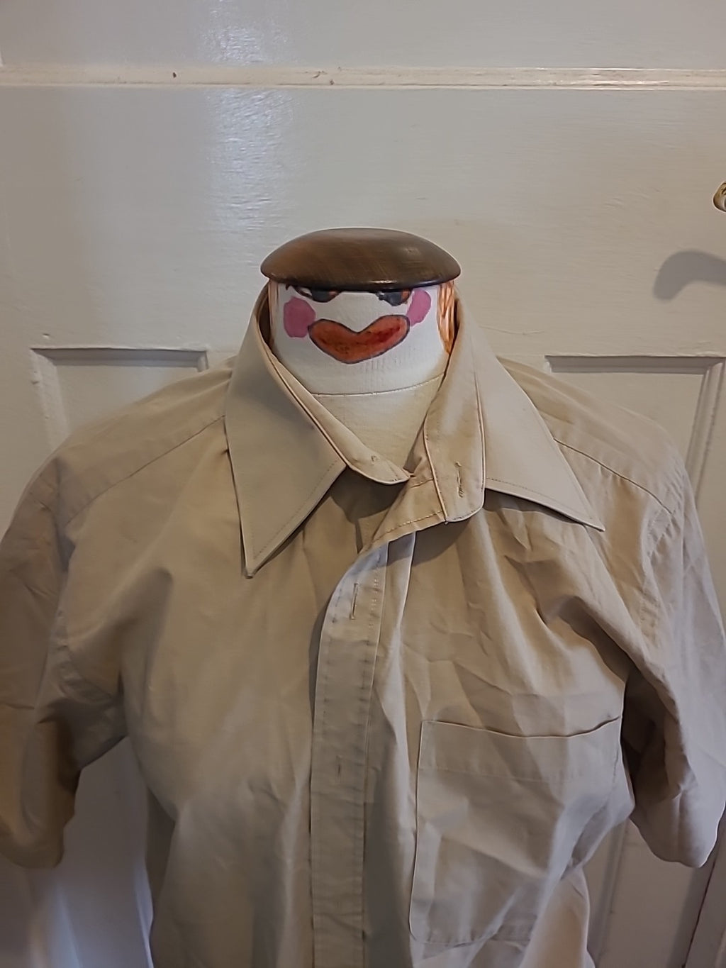 Mens George Size 16" Beige Short Sleeved Shirt