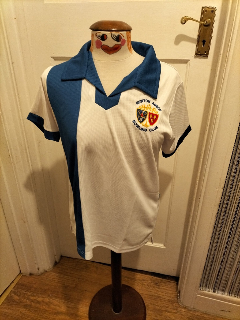 Mens Shotbowl White Blue Newton Abbot Bowling Club Polo