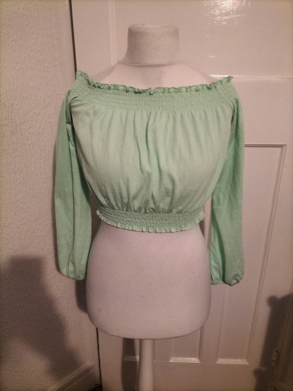 Ladies H&M Size Small Lime Bubblehem Long Sleeved Top
