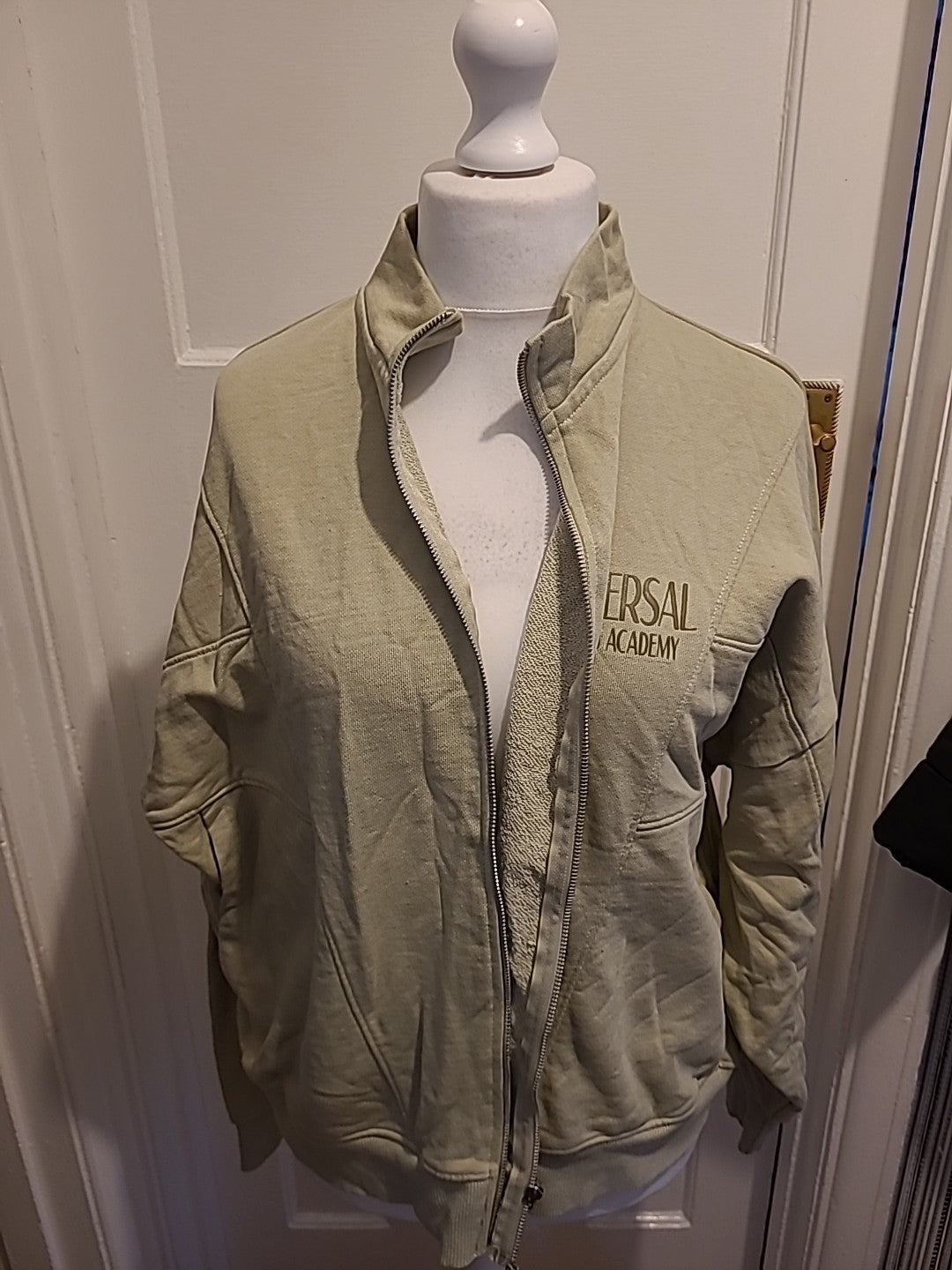 Mens Prettylittlething Size Small Pale Khaki Zipped Hoodie