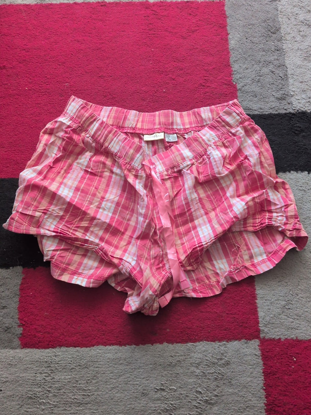 Ladies Jolinesse Size 10-12 Pink Check Hot Pants