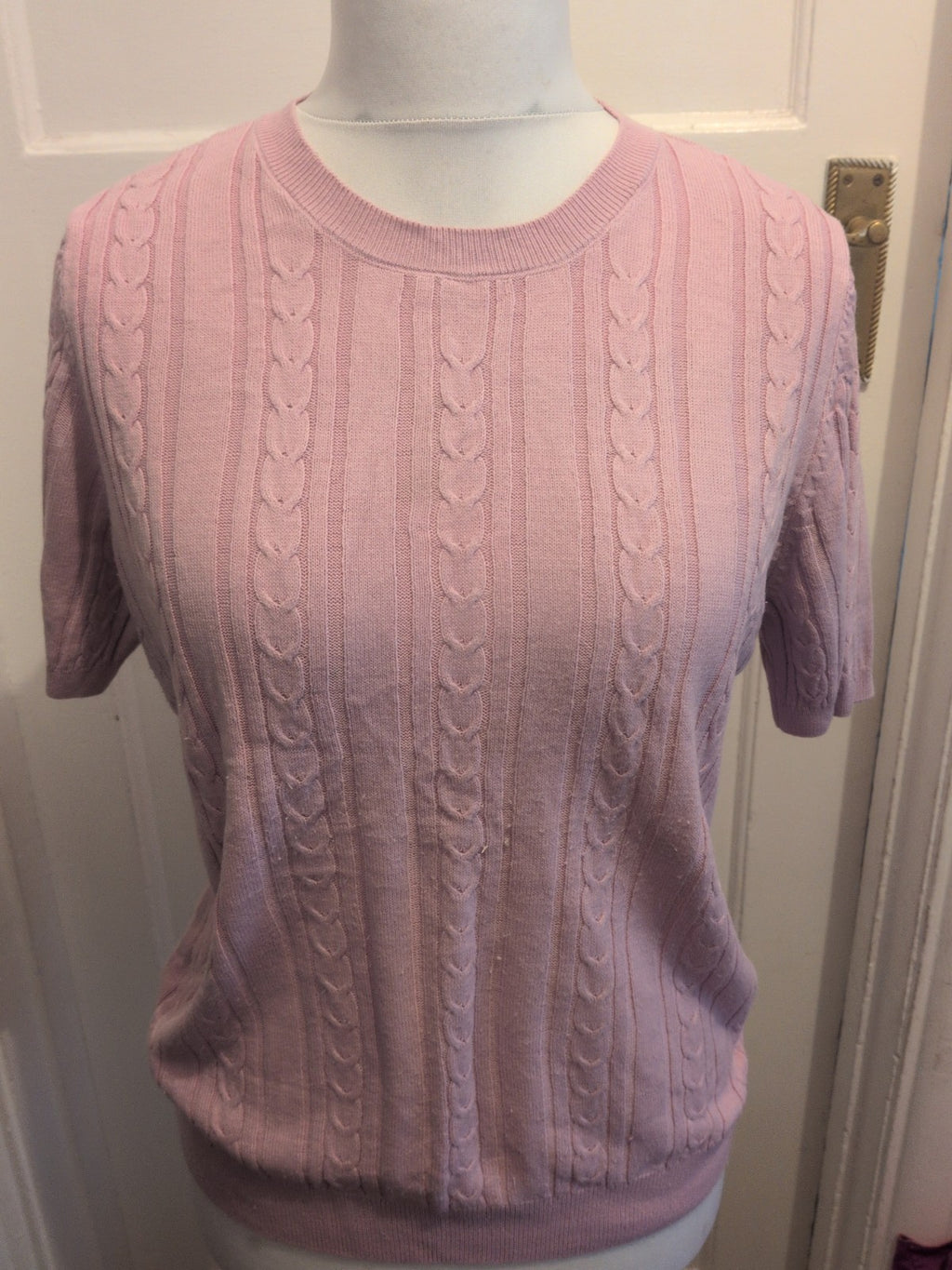 Tu Woman 14 Pale Purple Texture Short Sleeve Jumper Top