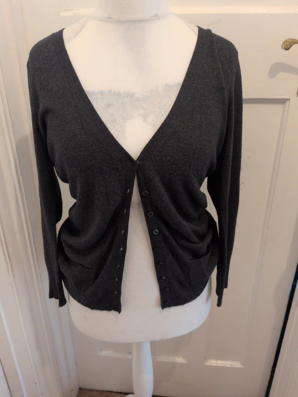 New Look 12 Dark Grey V Neck Cardigan