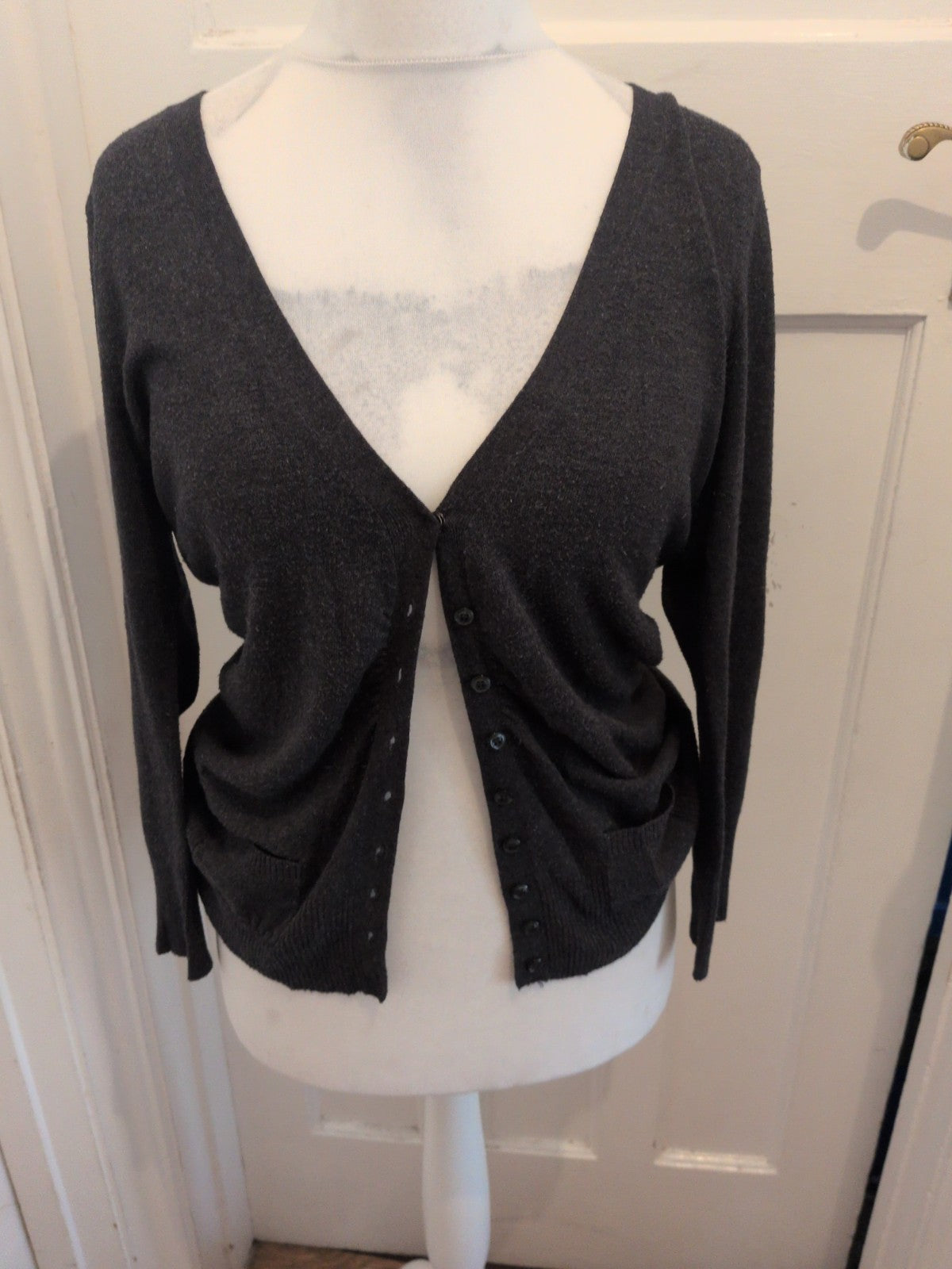 New Look 12 Dark Grey V Neck Cardigan