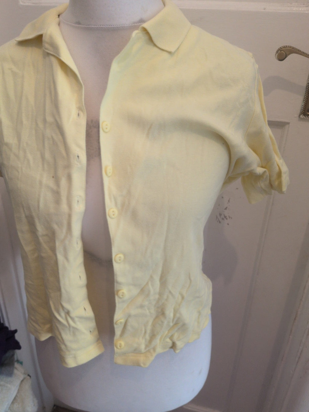 BHS 14 Yellow Short Sleeve Buttoned Cardigan Collared