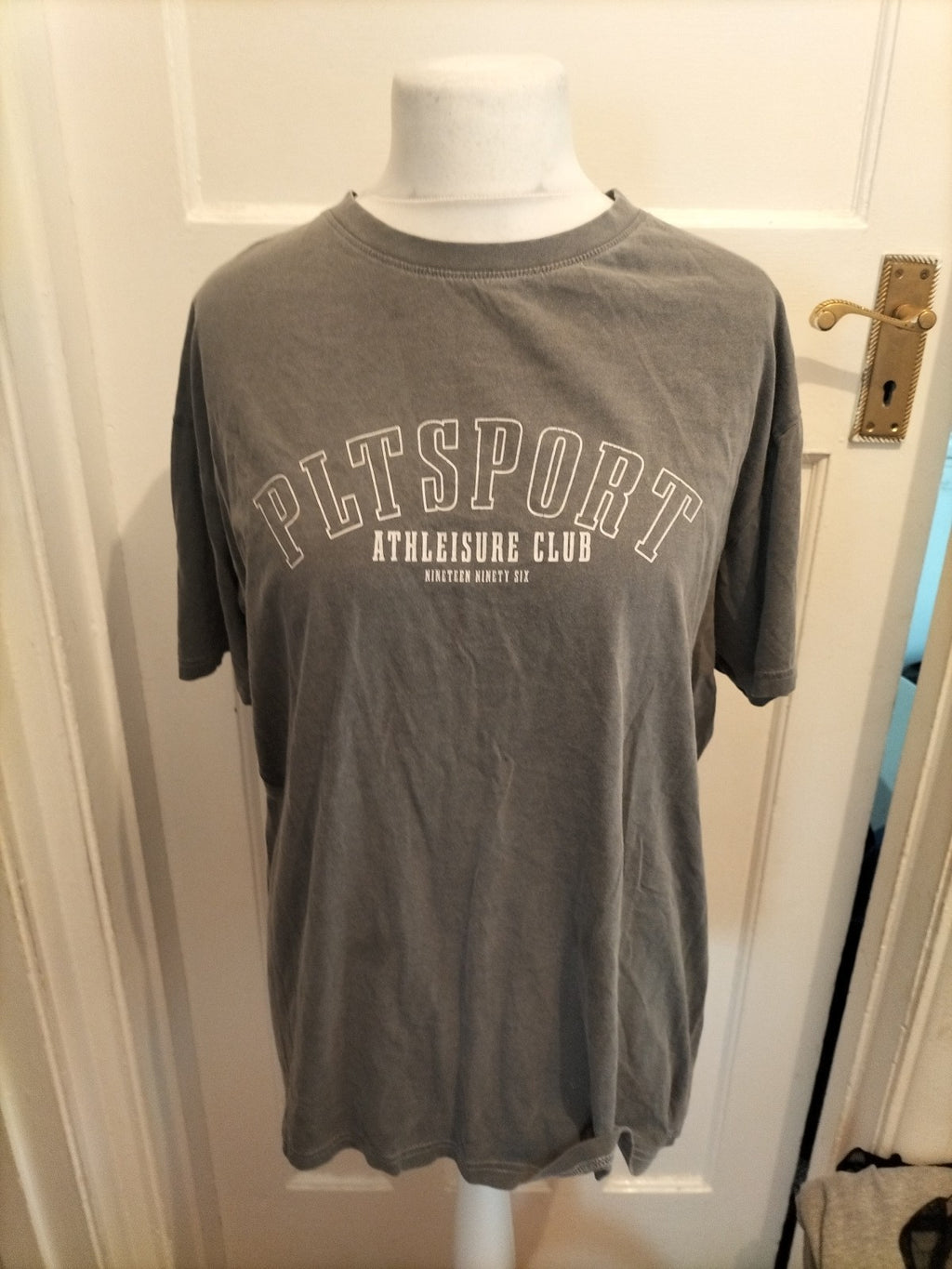 Ladies Pretty little thing Size 12 Grey Printed Short Sleeve T-shirt