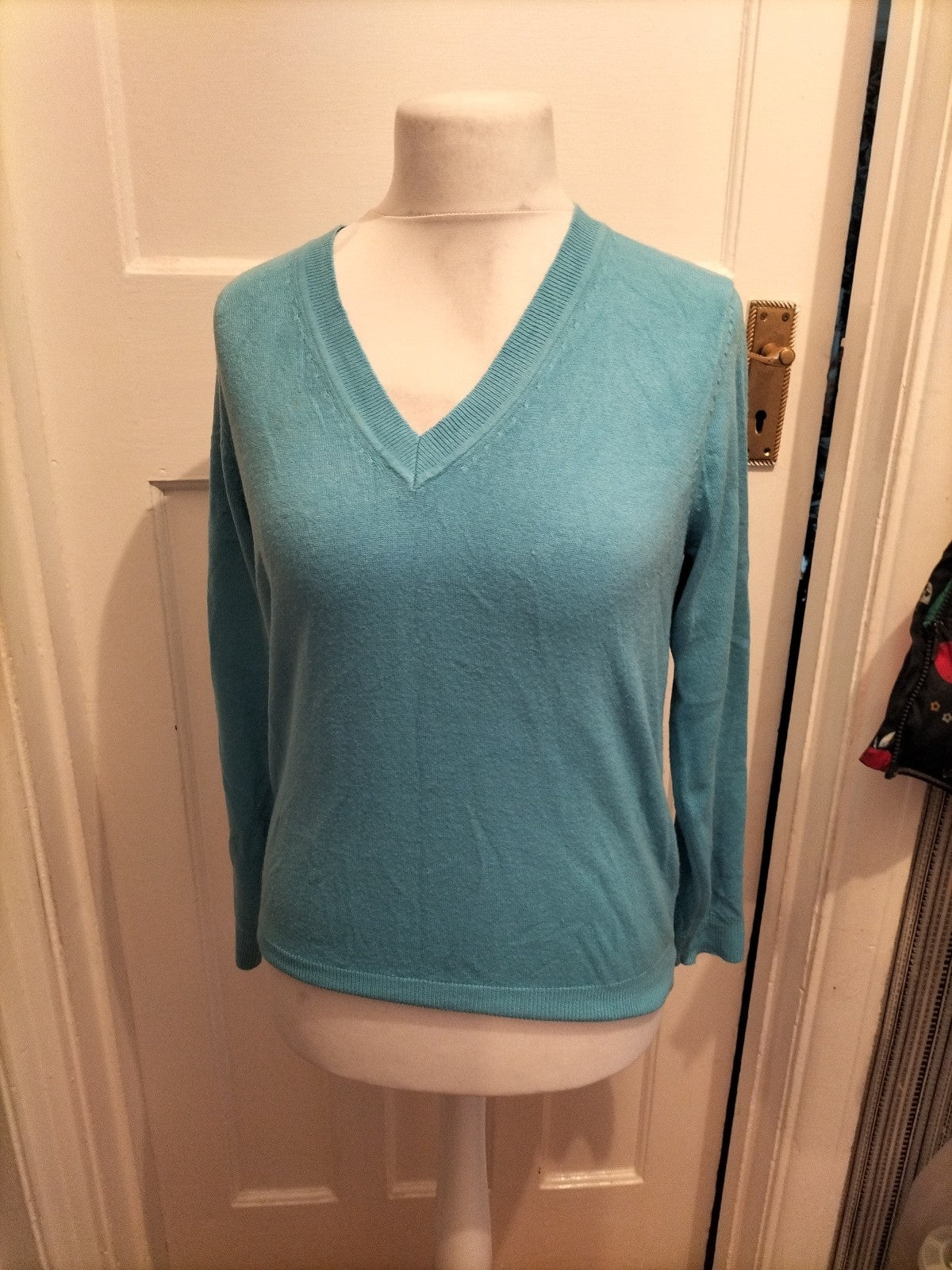 Mens M&S Collection Size M Blue V Neck Lightweight Jumper