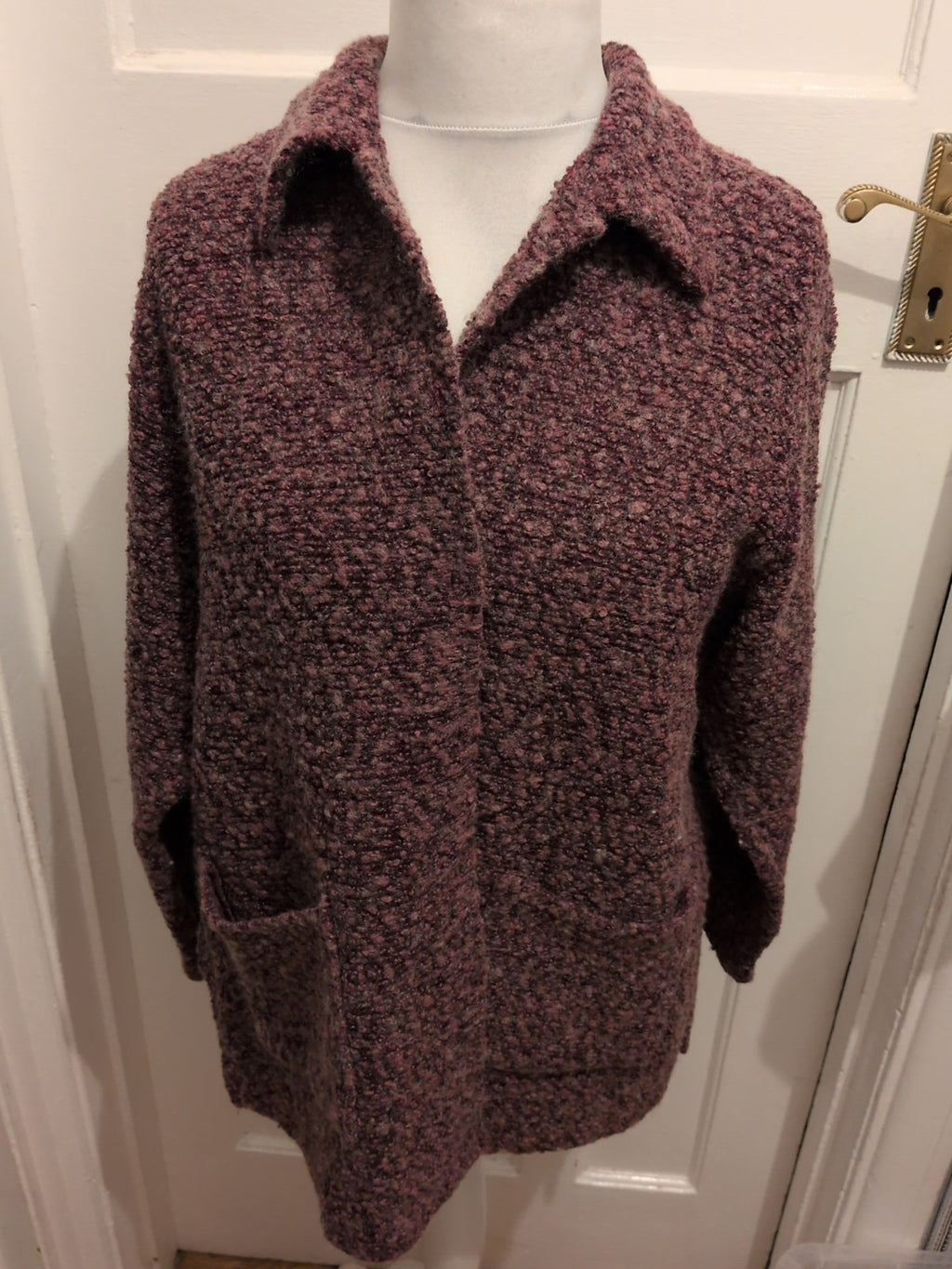 Purple Large Collared Buttoned Cardigan